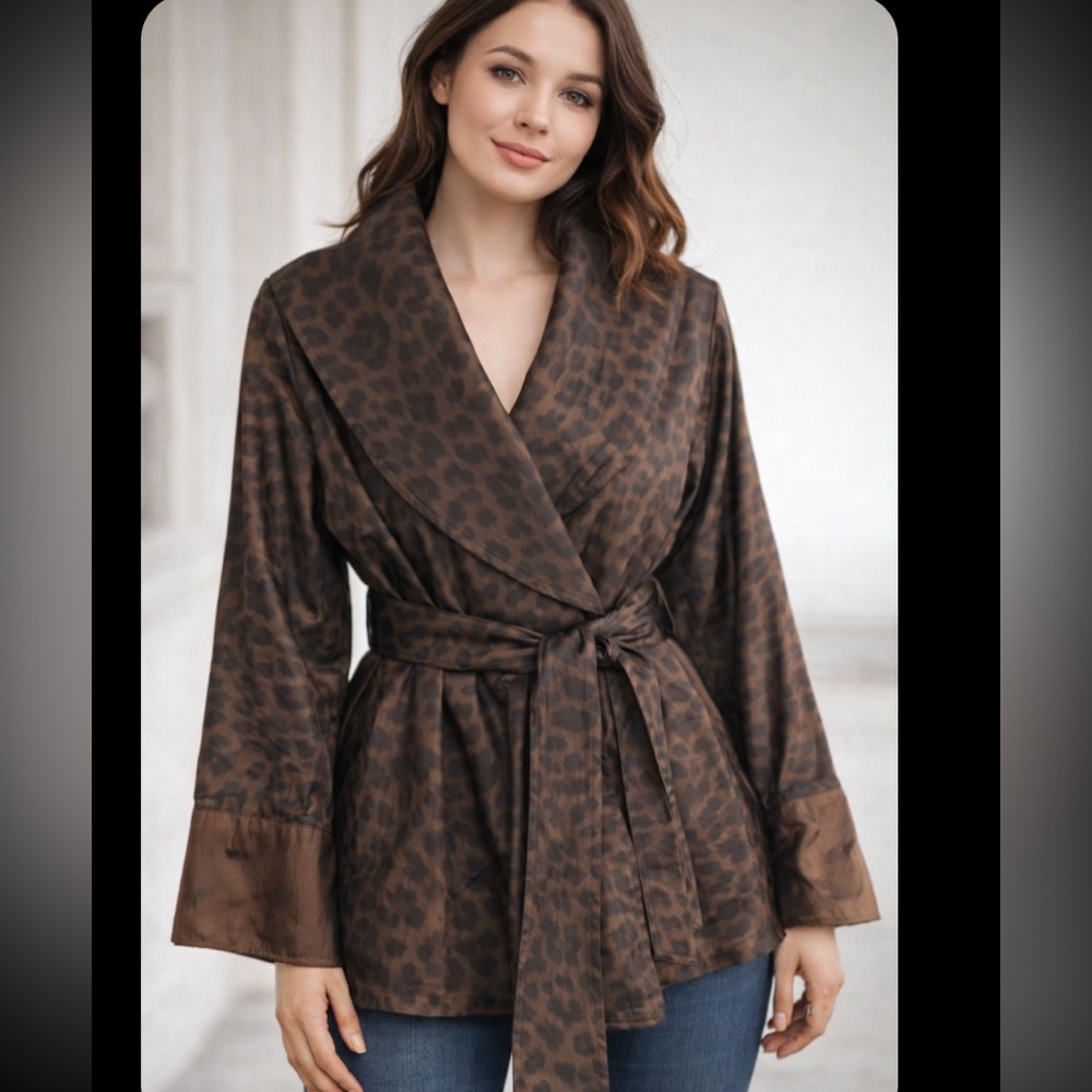 Braetan Leopard Print Wrap Robe